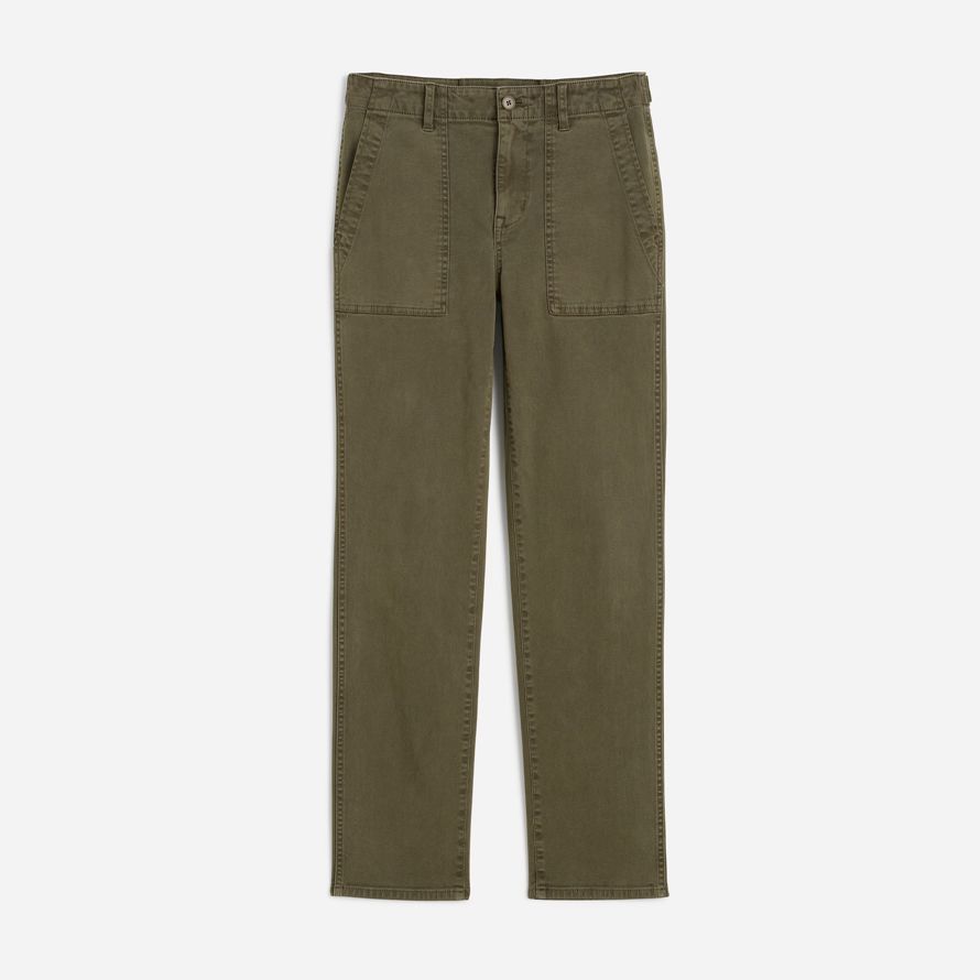 olive womens madewell the slim straight utility pants