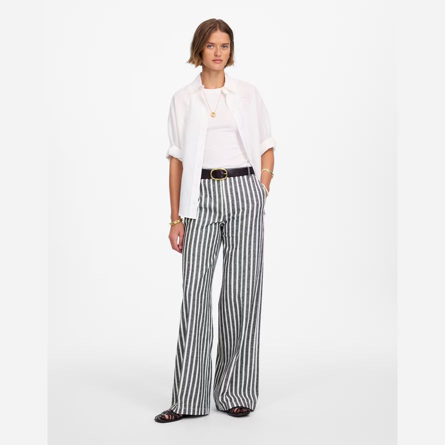 womens madewell the zoe relaxed wide pants white black