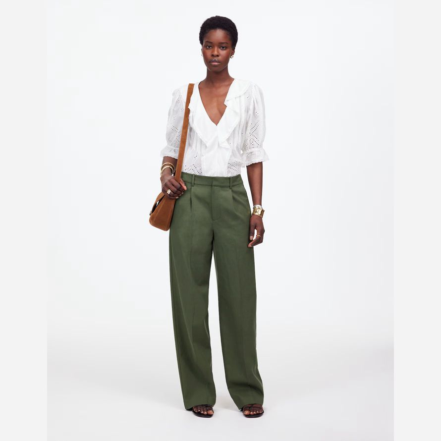 madewell slouchy straight womens pants green