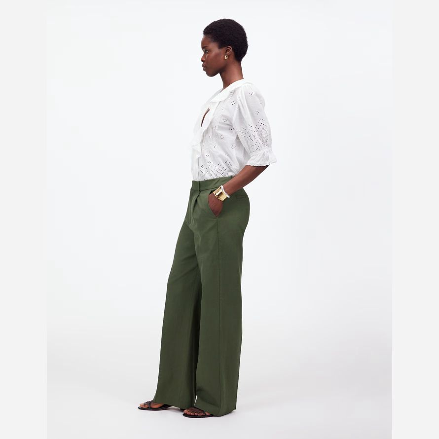 madewell slouchy straight womens pants green