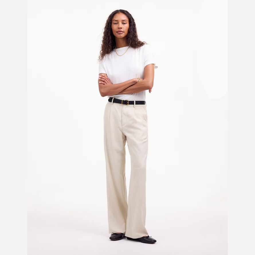 womens madewell slouchy straight pants beige