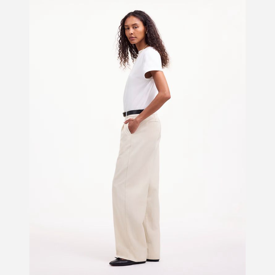 womens madewell slouchy straight pants beige