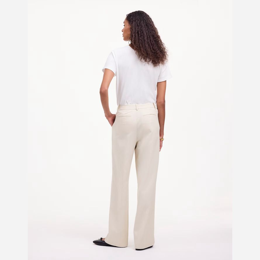 womens madewell slouchy straight pants beige