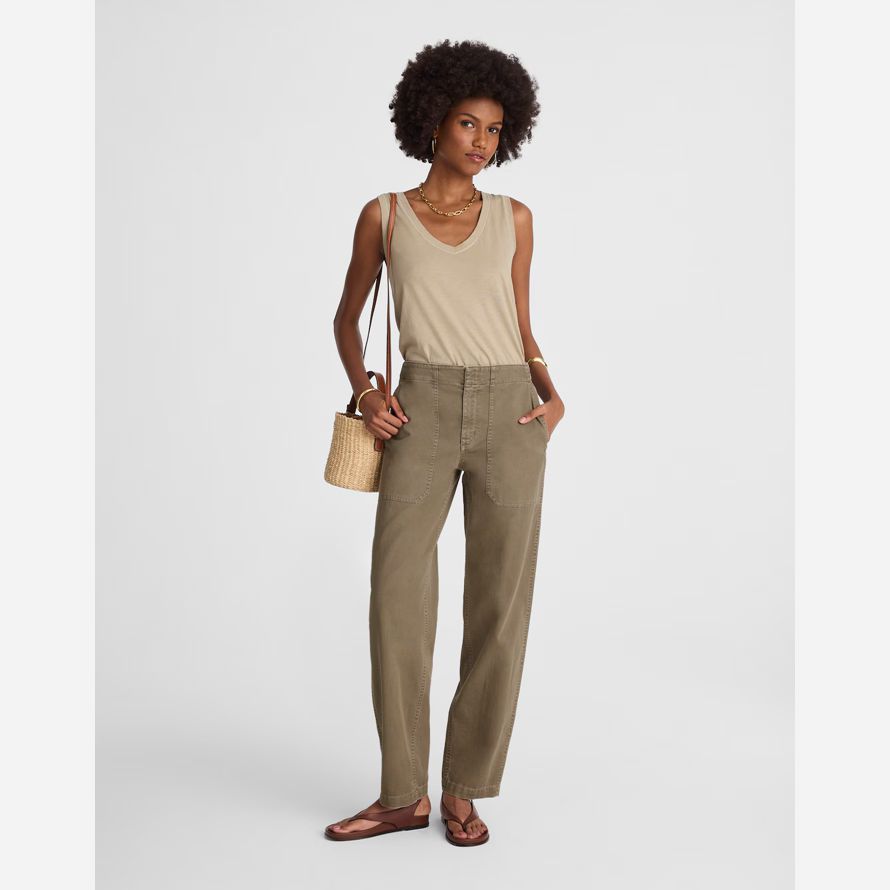 khaki madewell tapered-leg utility womens pants