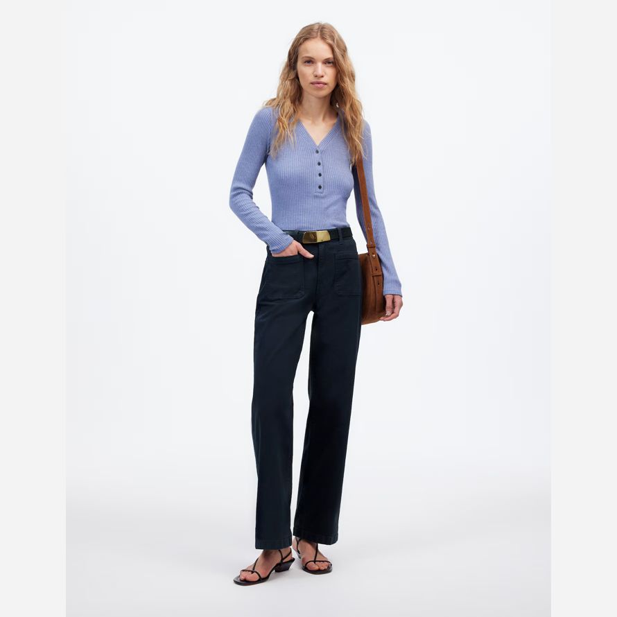 black madewell the emmett wide-leg womens pants