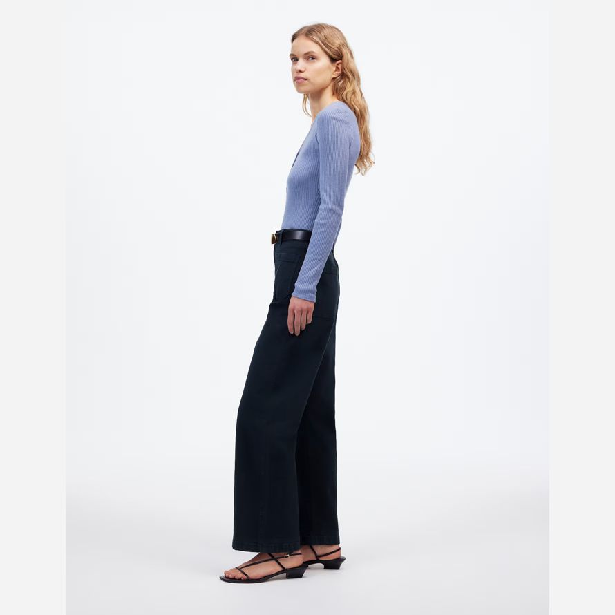 black madewell the emmett wide-leg womens pants
