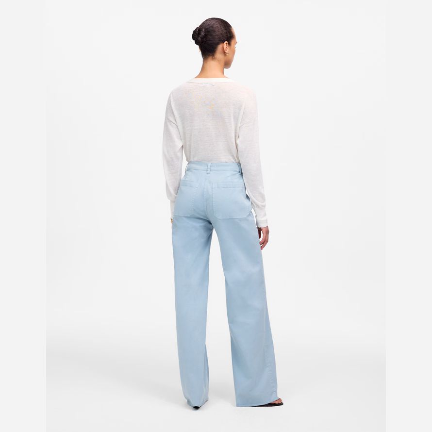 light blue womens madewell the emmett wide-leg pants