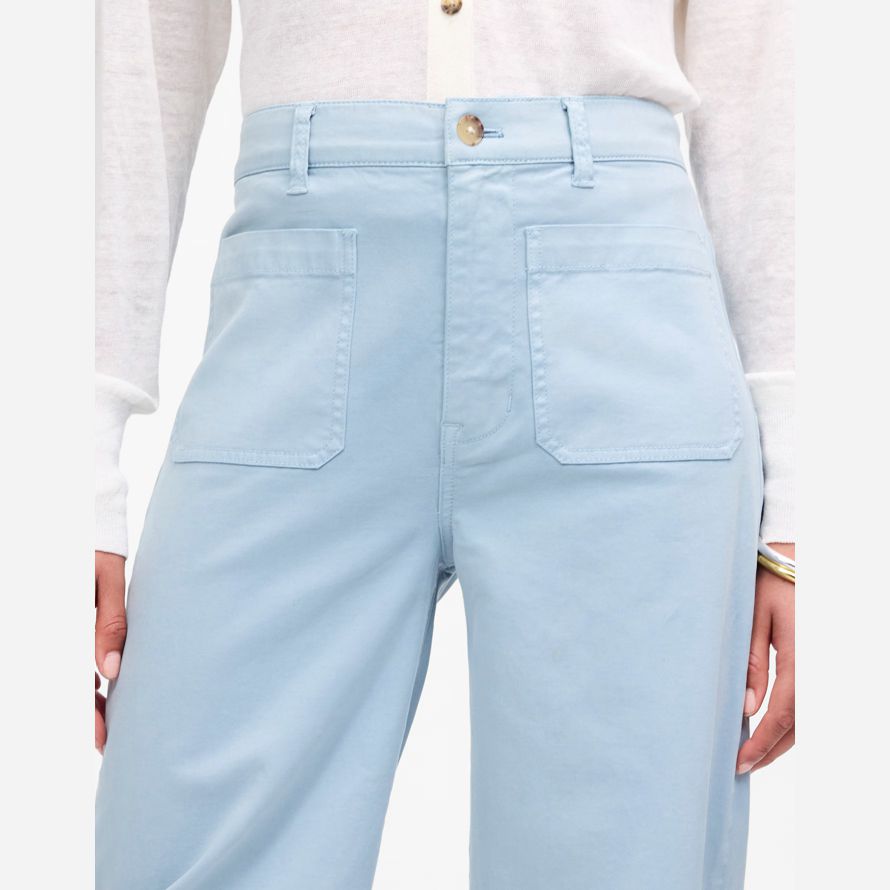 light blue womens madewell the emmett wide-leg pants