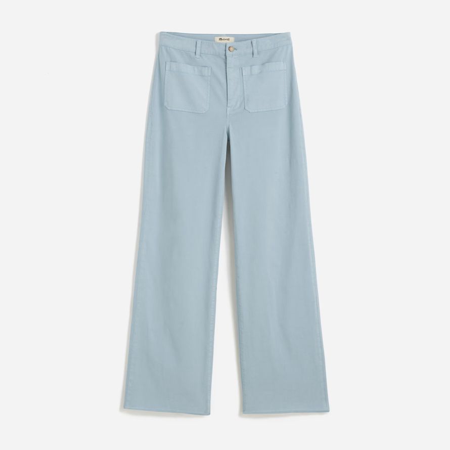 light blue womens madewell the emmett wide-leg pants