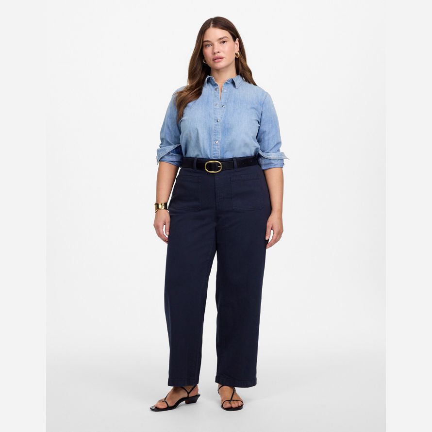 navy madewell the plus emmett wide-leg womens pants