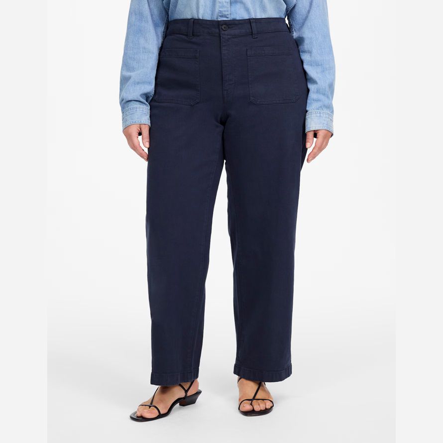 navy madewell the plus emmett wide-leg womens pants