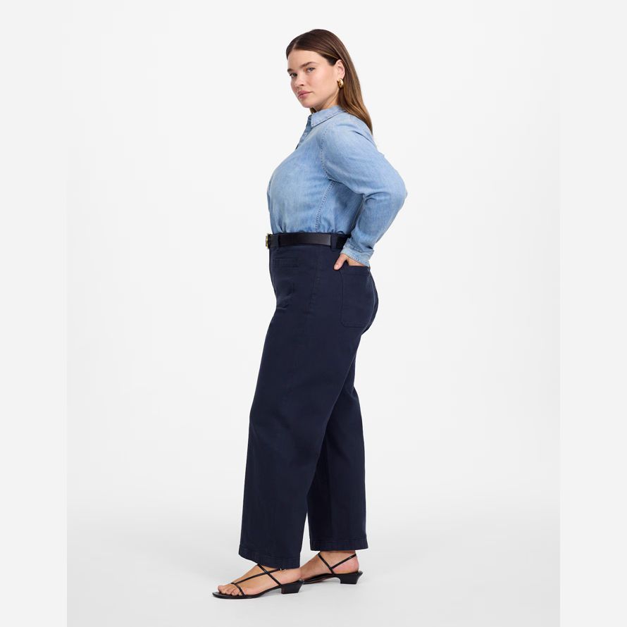 navy madewell the plus emmett wide-leg womens pants
