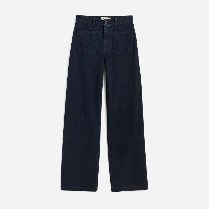 navy madewell the plus emmett wide-leg womens pants