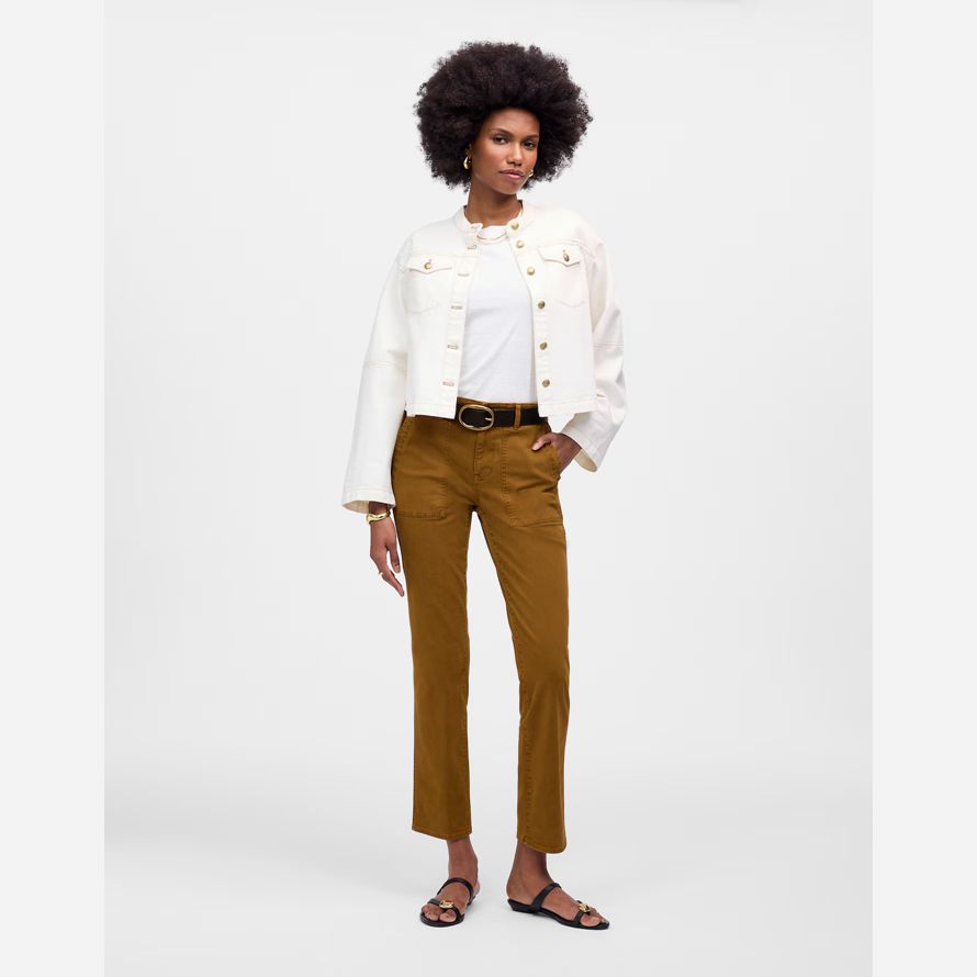brown womens madewell the slim straight utility pants