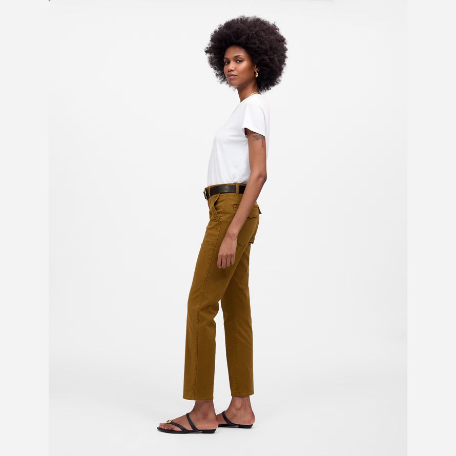 brown womens madewell the slim straight utility pants
