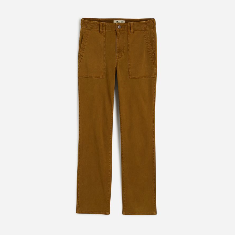brown womens madewell the slim straight utility pants