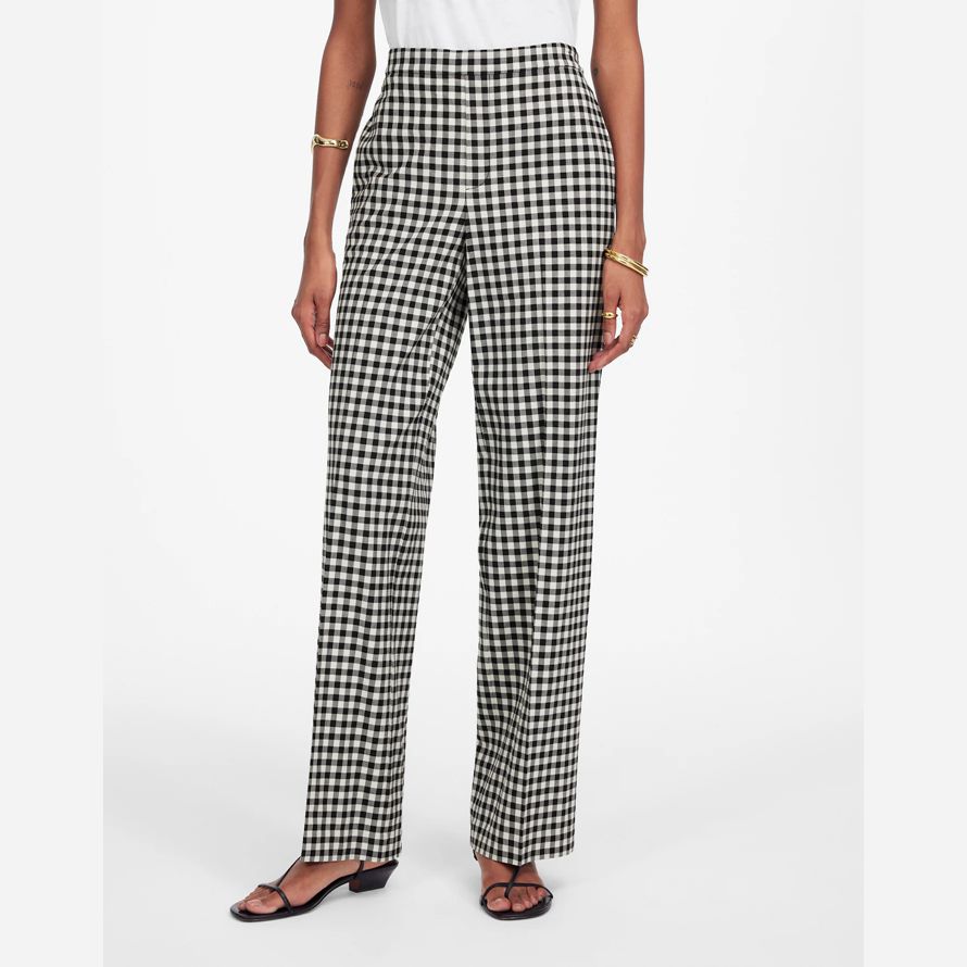 womens madewell easy pull-on pants black white