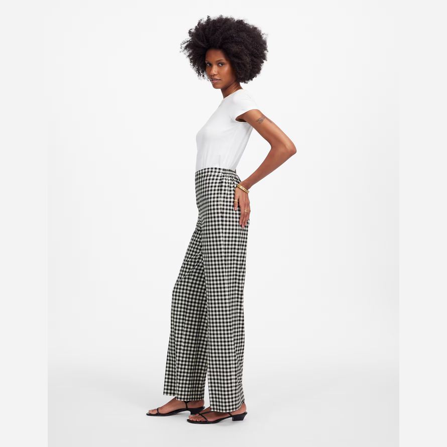 womens madewell easy pull-on pants black white