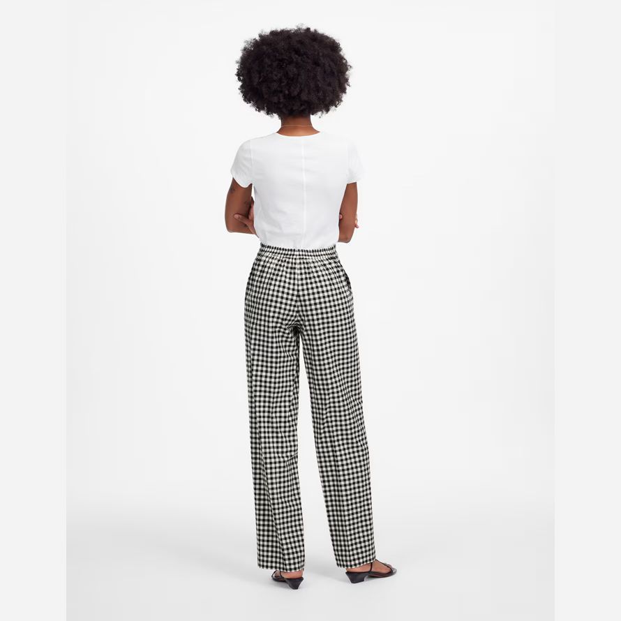 womens madewell easy pull-on pants black white