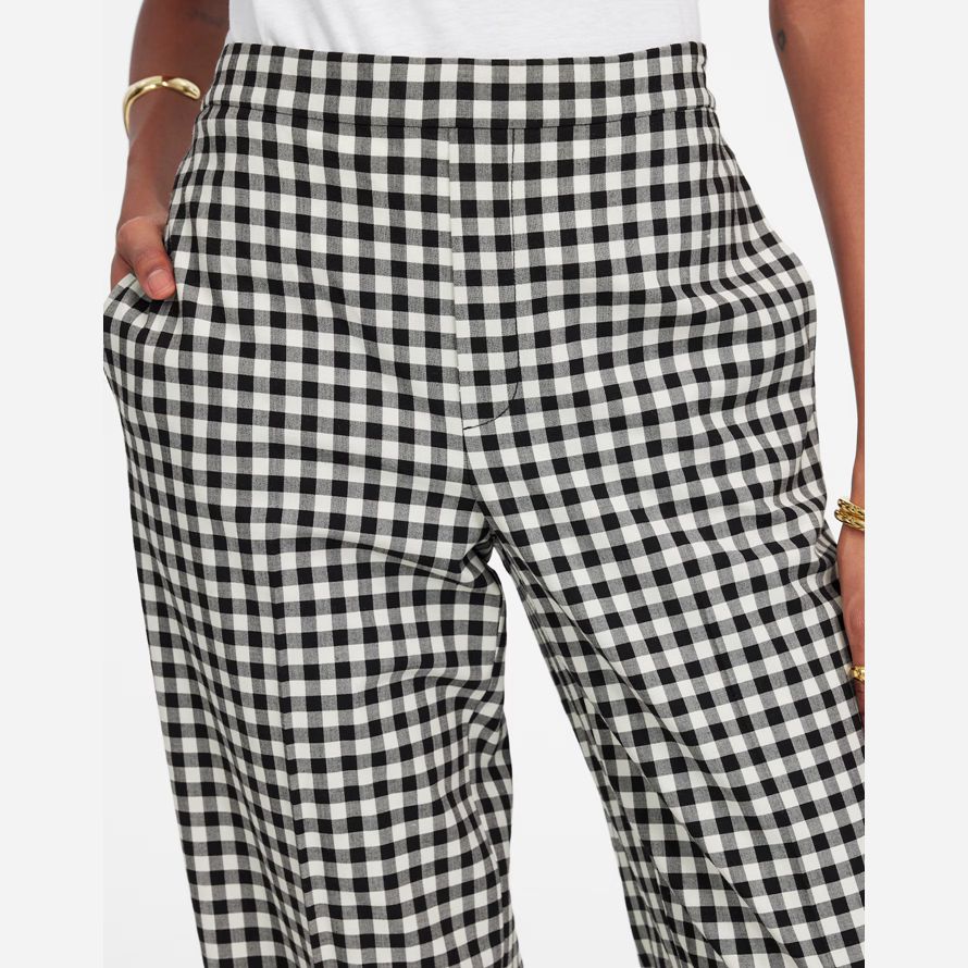 womens madewell easy pull-on pants black white