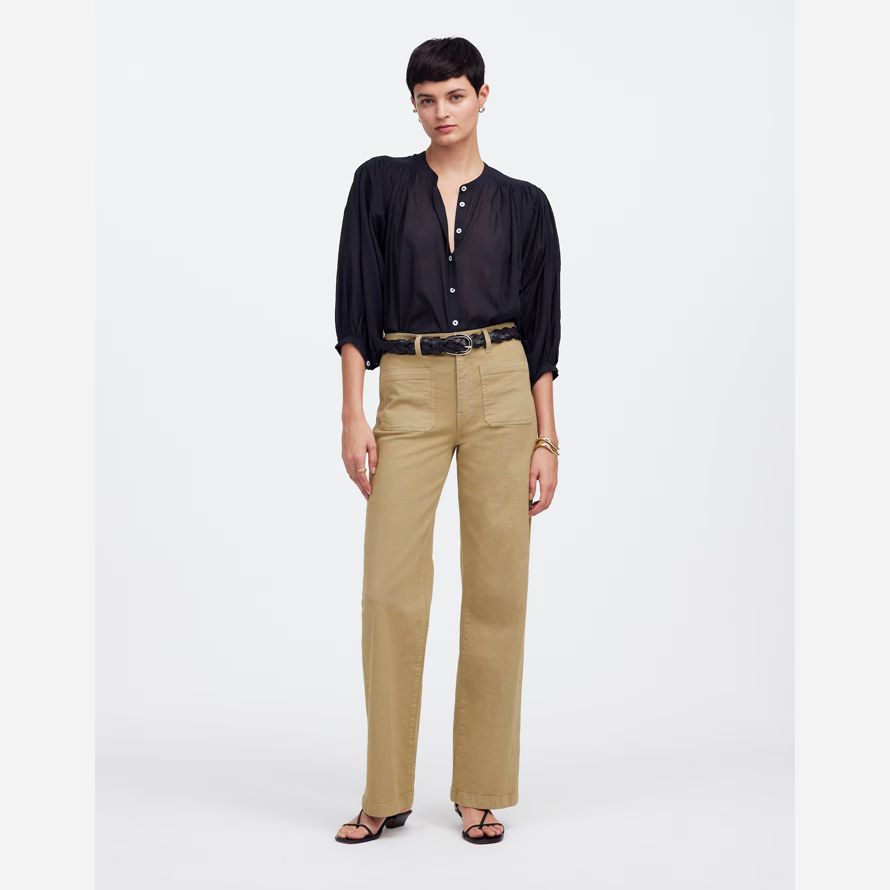 womens madewell the emmett wide-leg pants khaki
