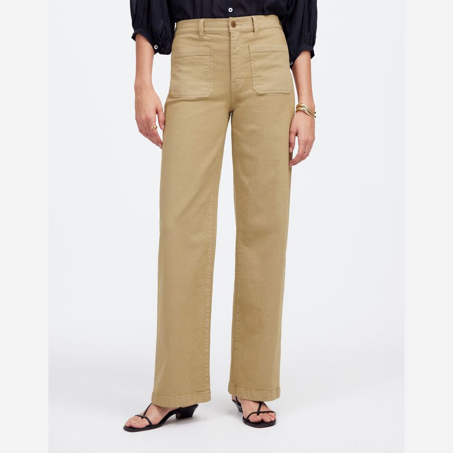 womens madewell the emmett wide-leg pants khaki