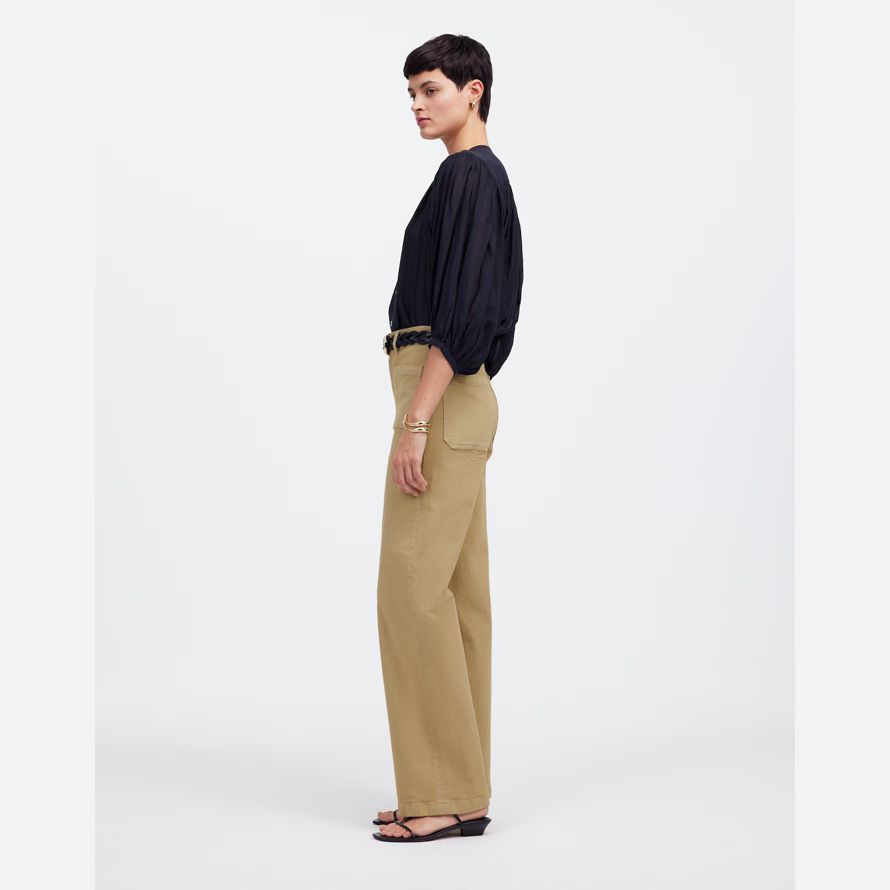 womens madewell the emmett wide-leg pants khaki