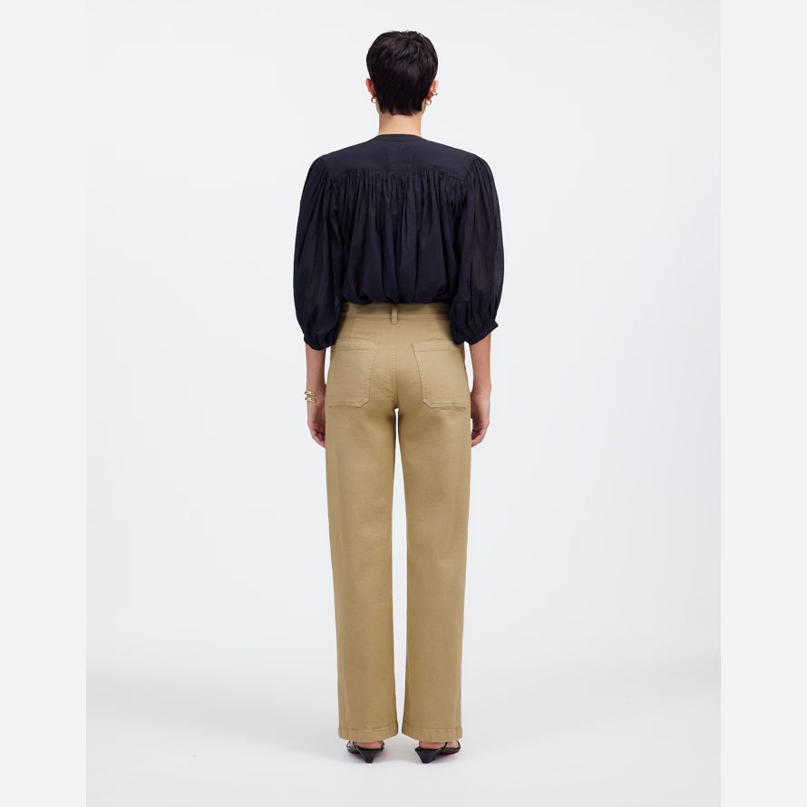 womens madewell the emmett wide-leg pants khaki