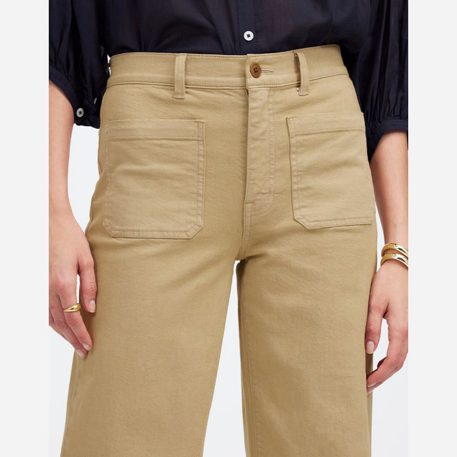 womens madewell the emmett wide-leg pants khaki