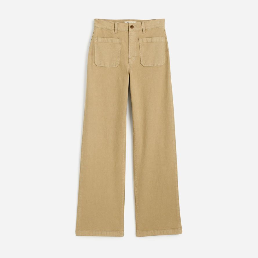 womens madewell the emmett wide-leg pants khaki