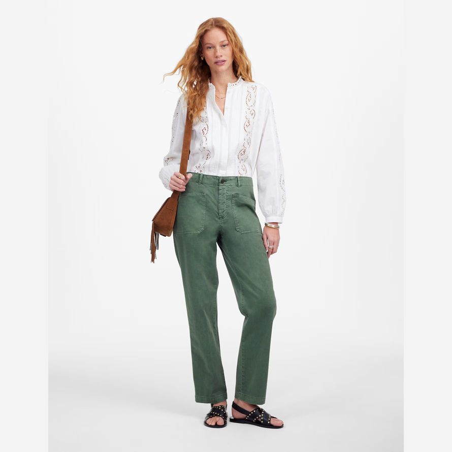 green womens madewell the taper-leg utility pants