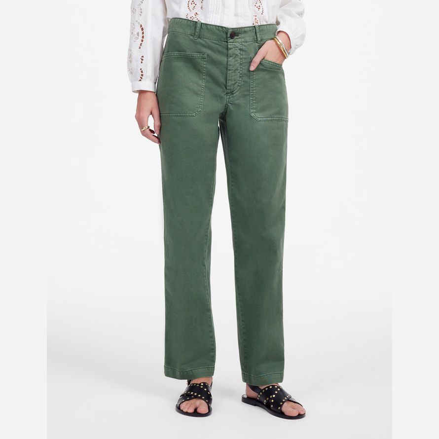 green womens madewell the taper-leg utility pants