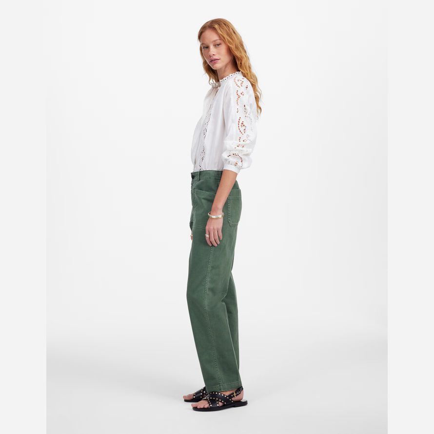 green womens madewell the taper-leg utility pants
