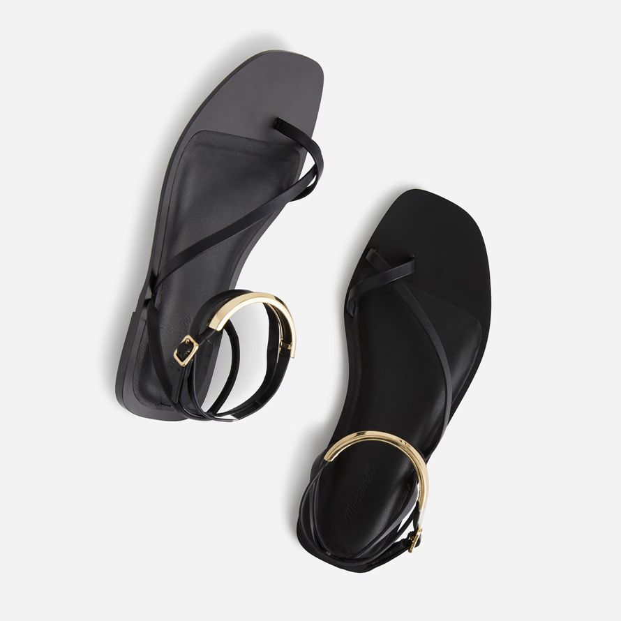 black madewell the vira bangle ankle-wrap leather womens sandals