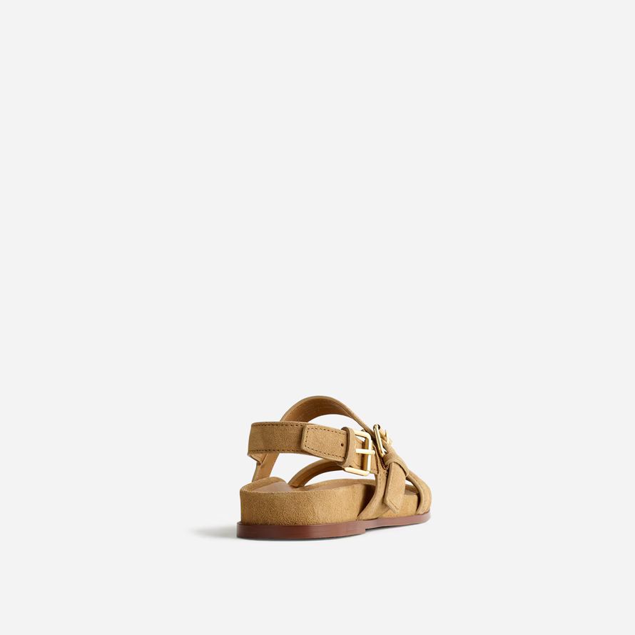 khaki brown womens madewell the dara double-strap suede sandals