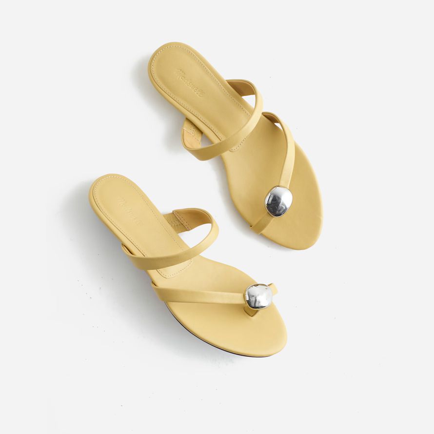yellow womens madewell the mila organic hardware thong sandals