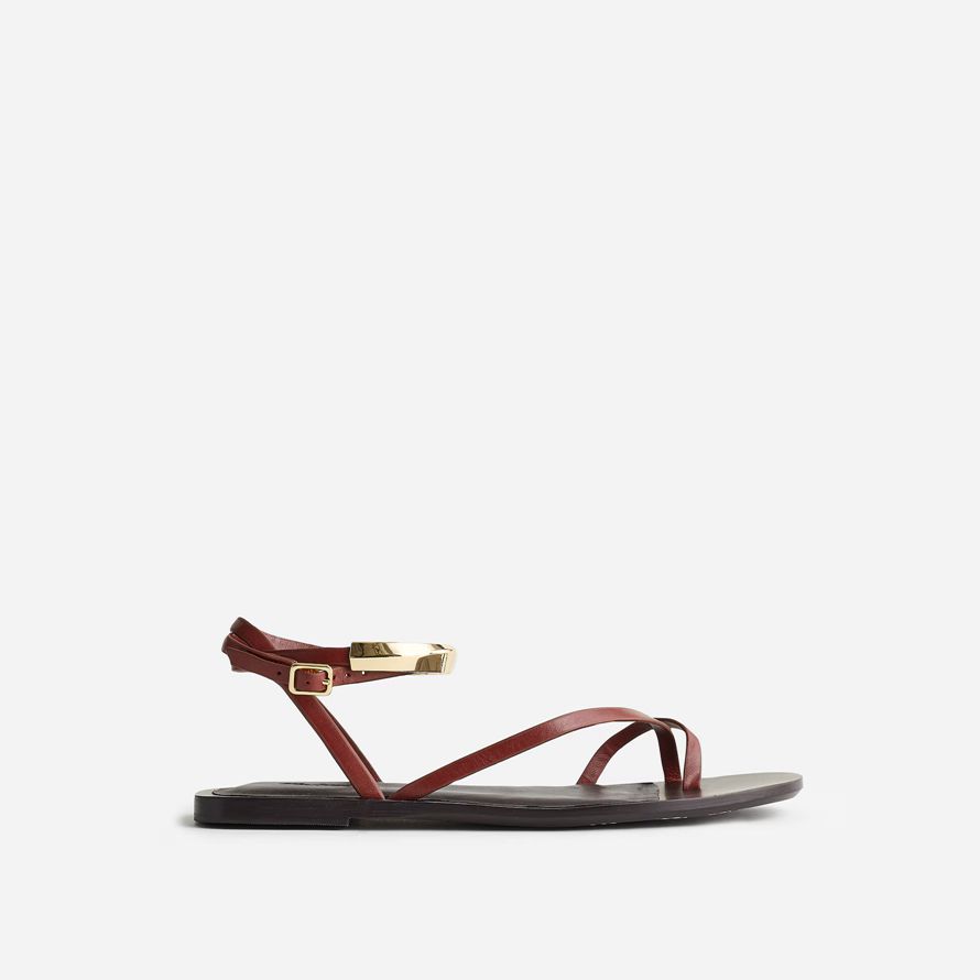brown madewell the vira bangle ankle-wrap leather womens sandals