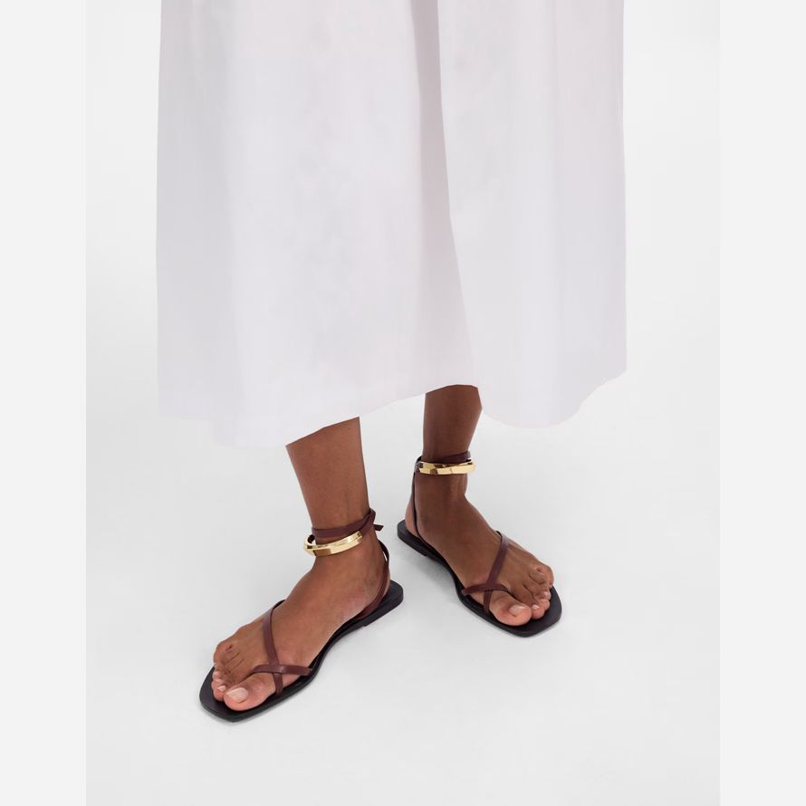 brown madewell the vira bangle ankle-wrap leather womens sandals