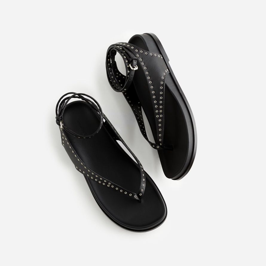 womens madewell the eleni ankle-wrap thong sandals black