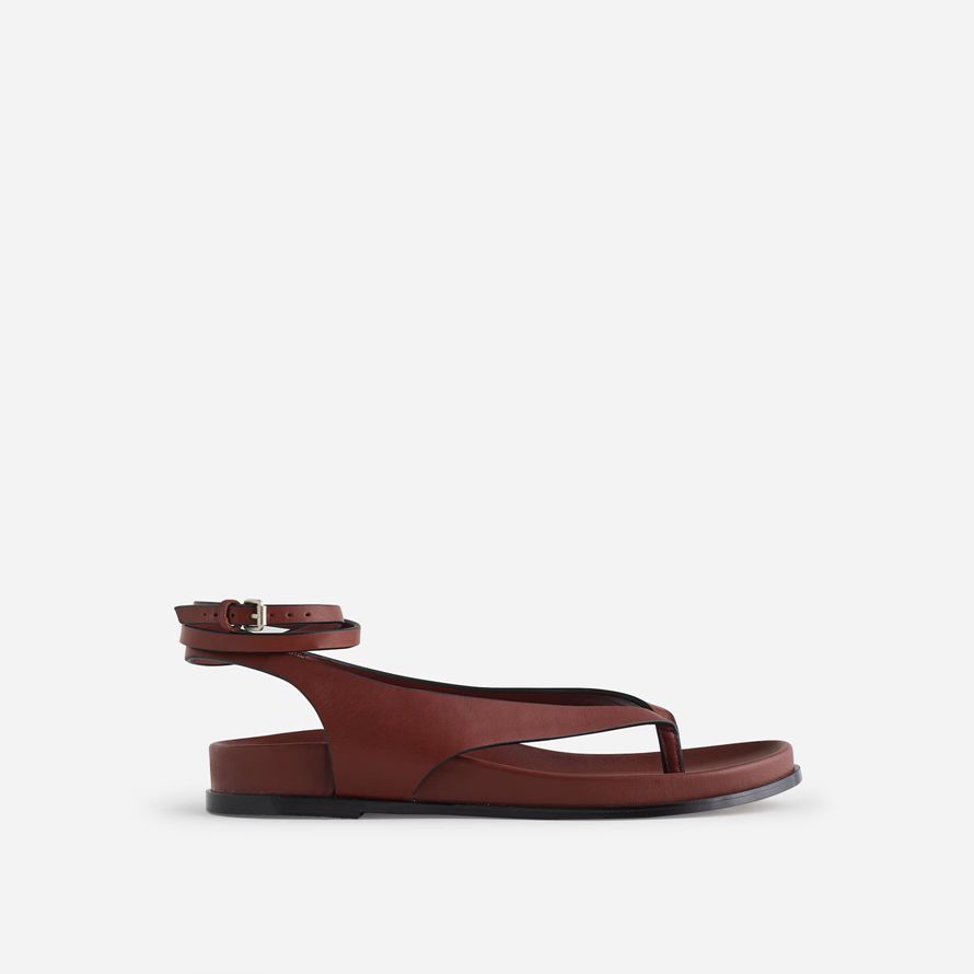 madewell the eleni ankle-wrap thong womens sandals dark brown