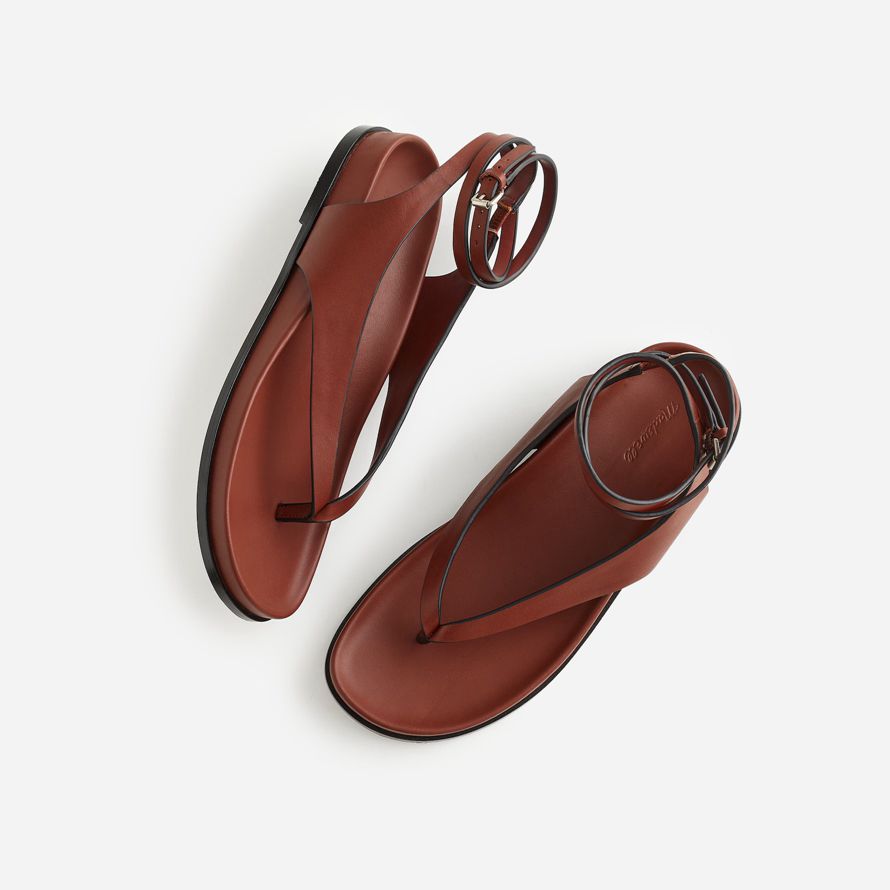madewell the eleni ankle-wrap thong womens sandals dark brown
