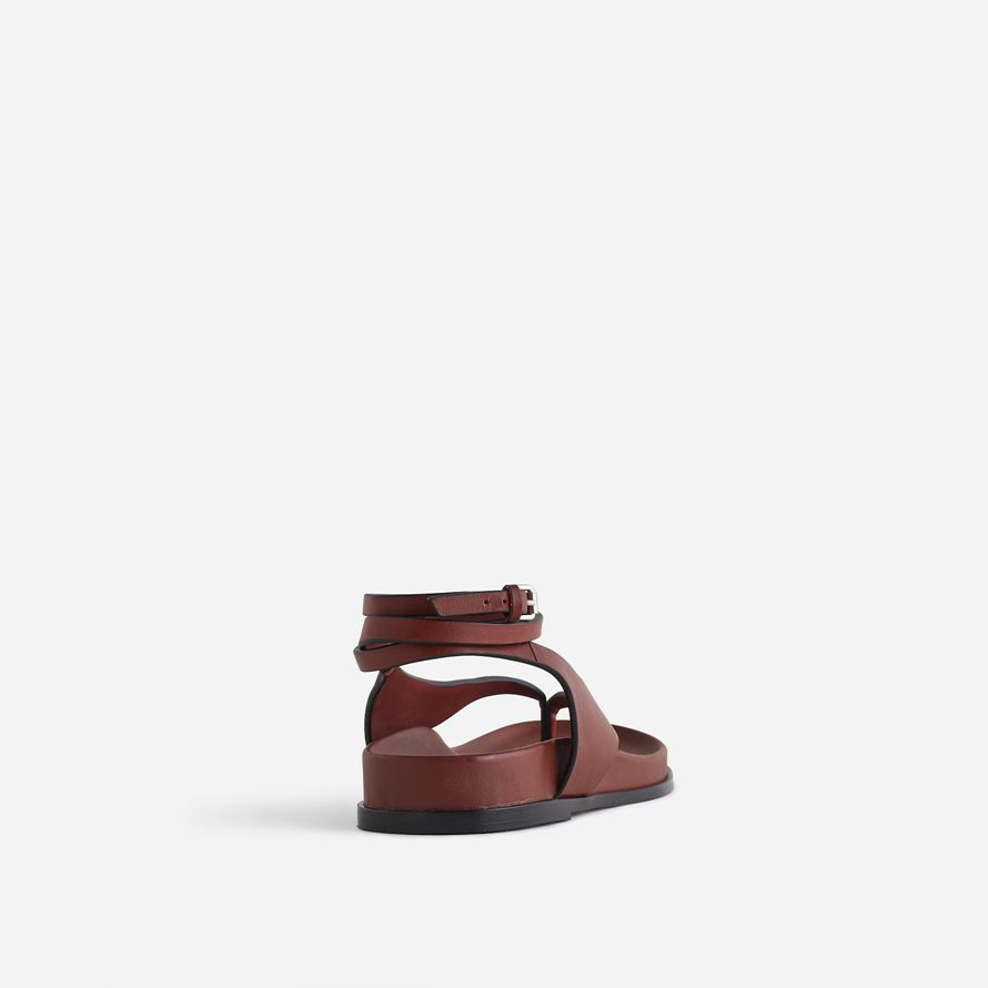 madewell the eleni ankle-wrap thong womens sandals dark brown