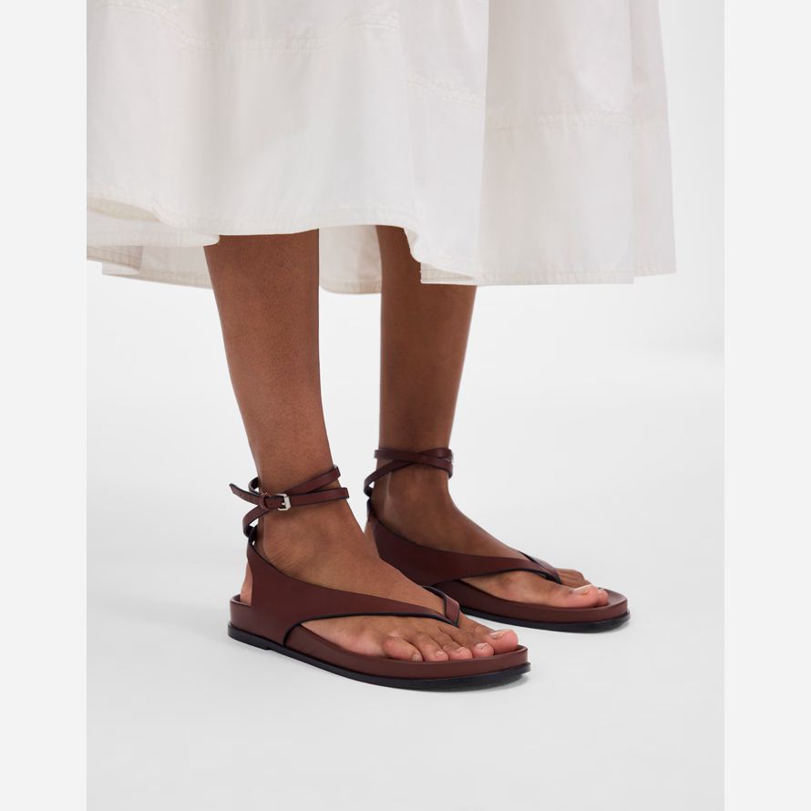 madewell the eleni ankle-wrap thong womens sandals dark brown