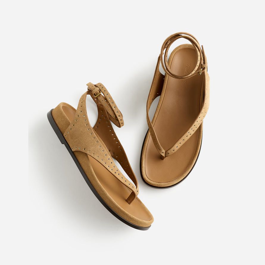 womens madewell the eleni ankle-wrap thong sandals khaki