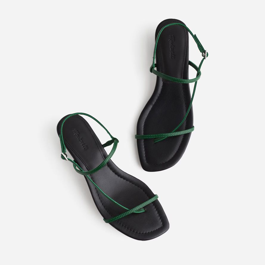 black green womens madewell the maycie asymmetric t-strap sandals