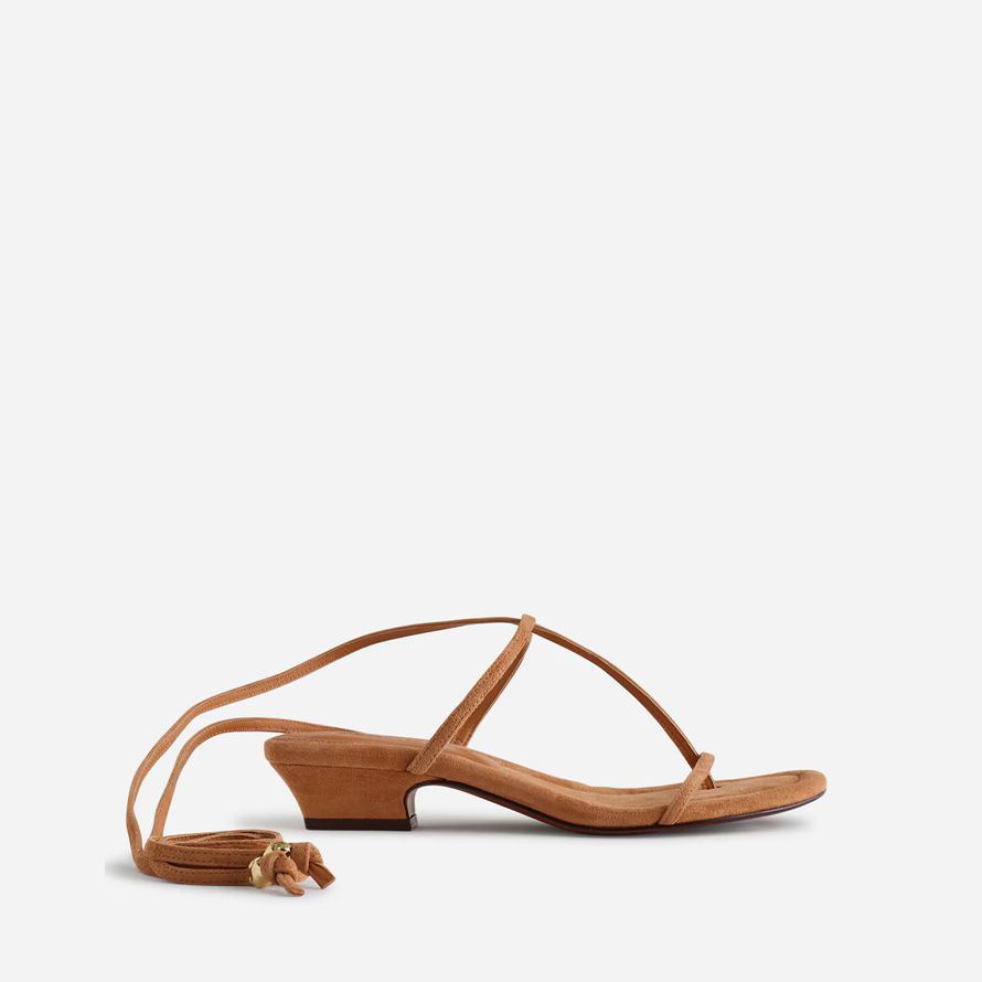 brown madewell the maycie lace-up t-strap suede womens sandals