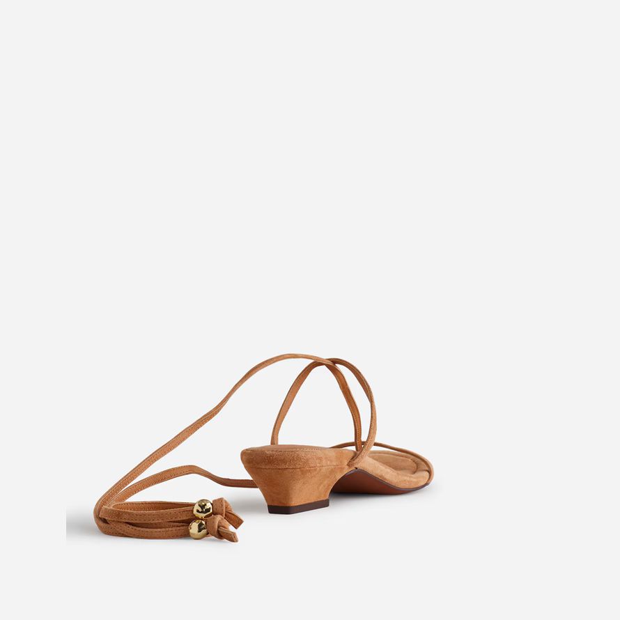 brown madewell the maycie lace-up t-strap suede womens sandals