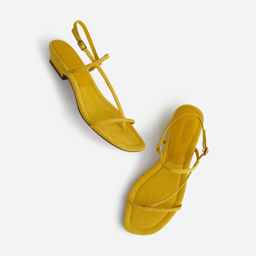 madewell the maycie asymmetric t-strap womens sandals yellow