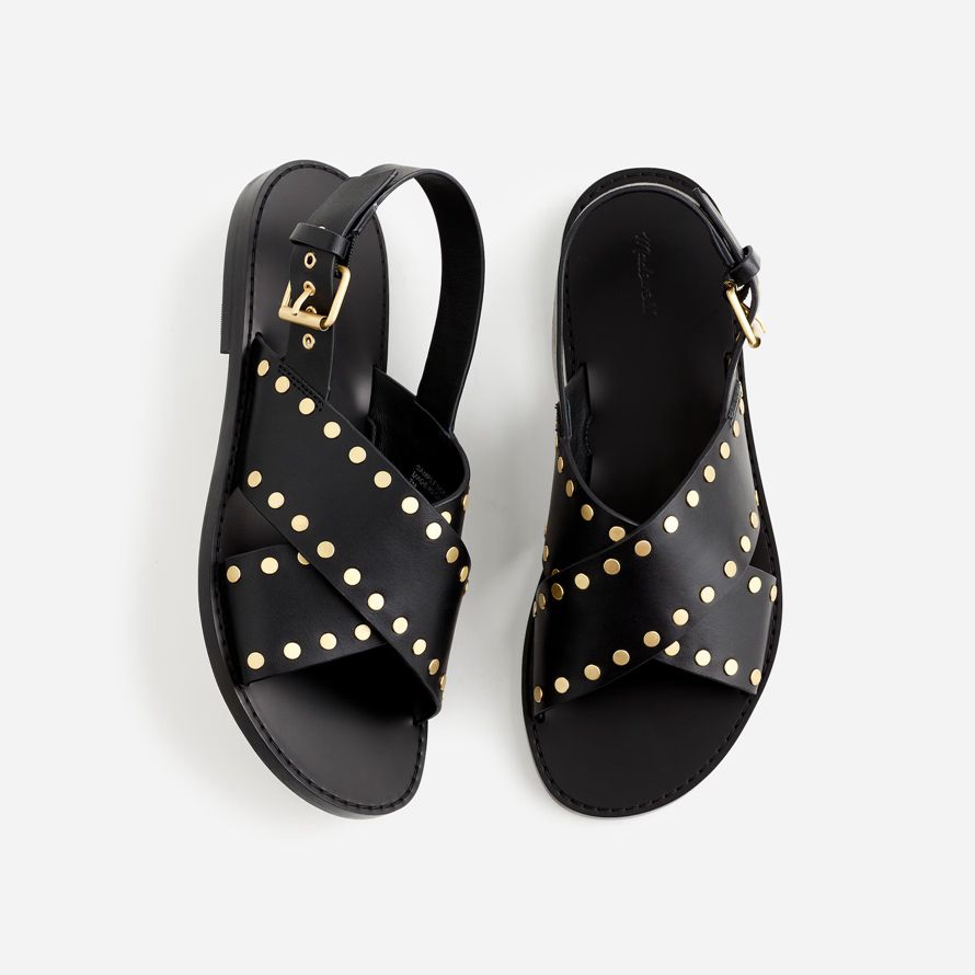 black womens madewell the tuley crossover sandals
