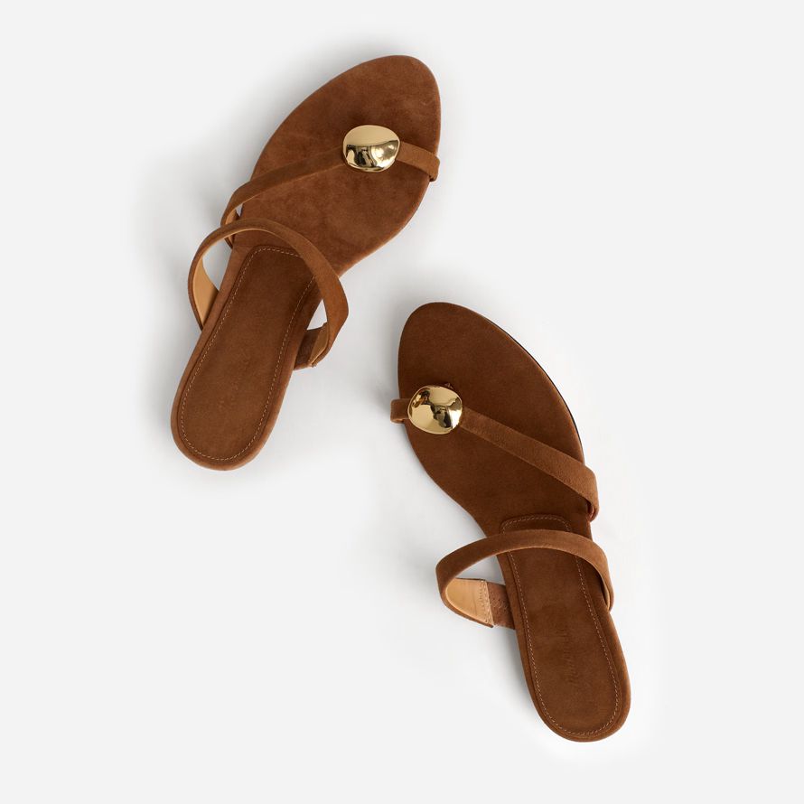 madewell the mila organic hardware thong womens sandals brown